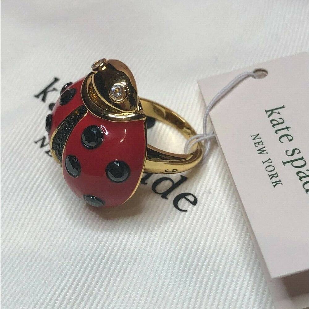 Kate Spade Ladybug Ring Gold Tone Size 5 - Picture 7 of 11
